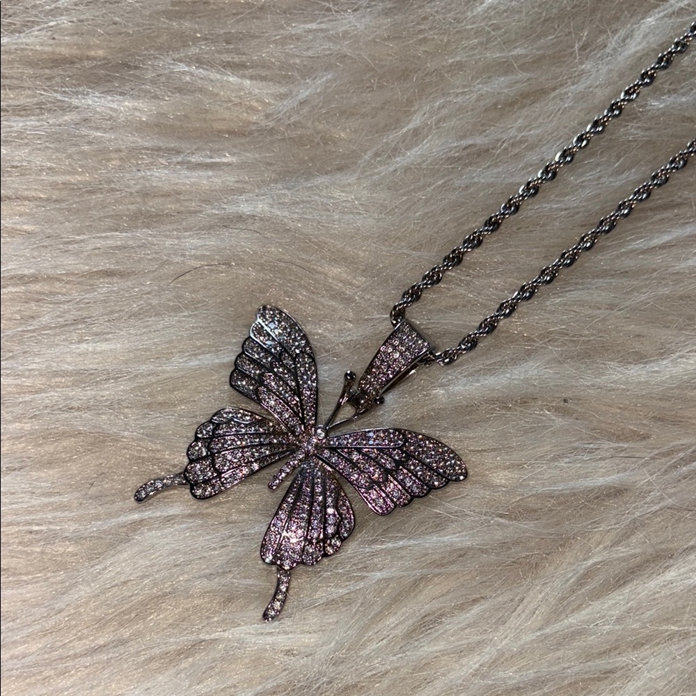 Diamond Butterfly Pendant Necklace